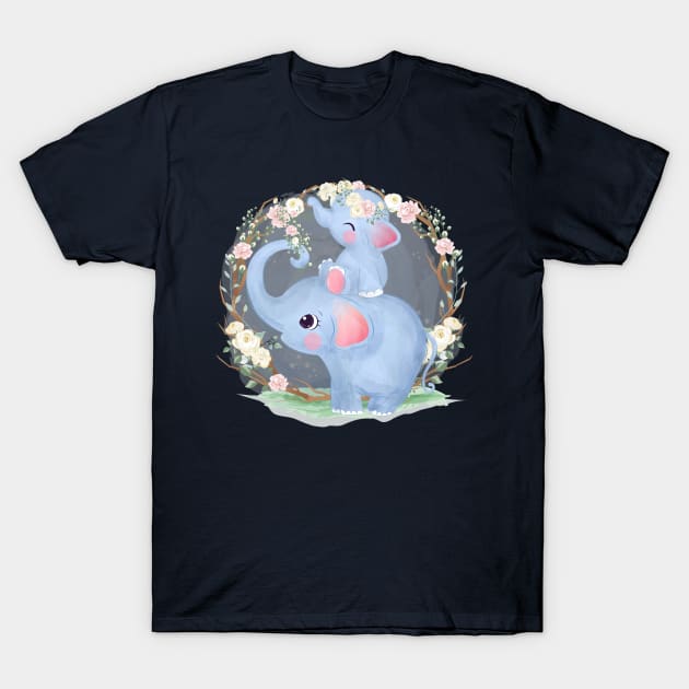 elephant motherhood cartoon T-Shirt by Mako Design 